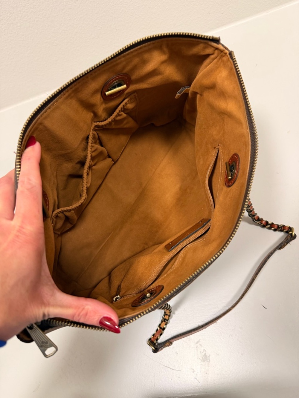 Gorgeous Patricia Nash Brown Chain-Handle Tote Bag in Burnt Orange - Picture 9 of 13